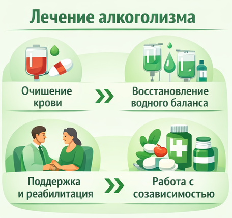 лечение алкоголизма в Межгорье этапы